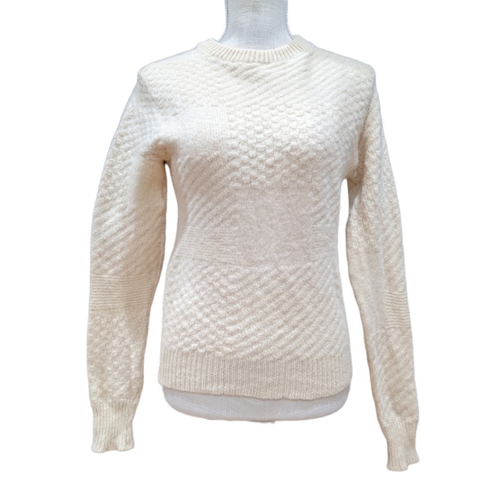 Sulka Women's 100% Wool Cream Crewneck Knit Sweater Size M